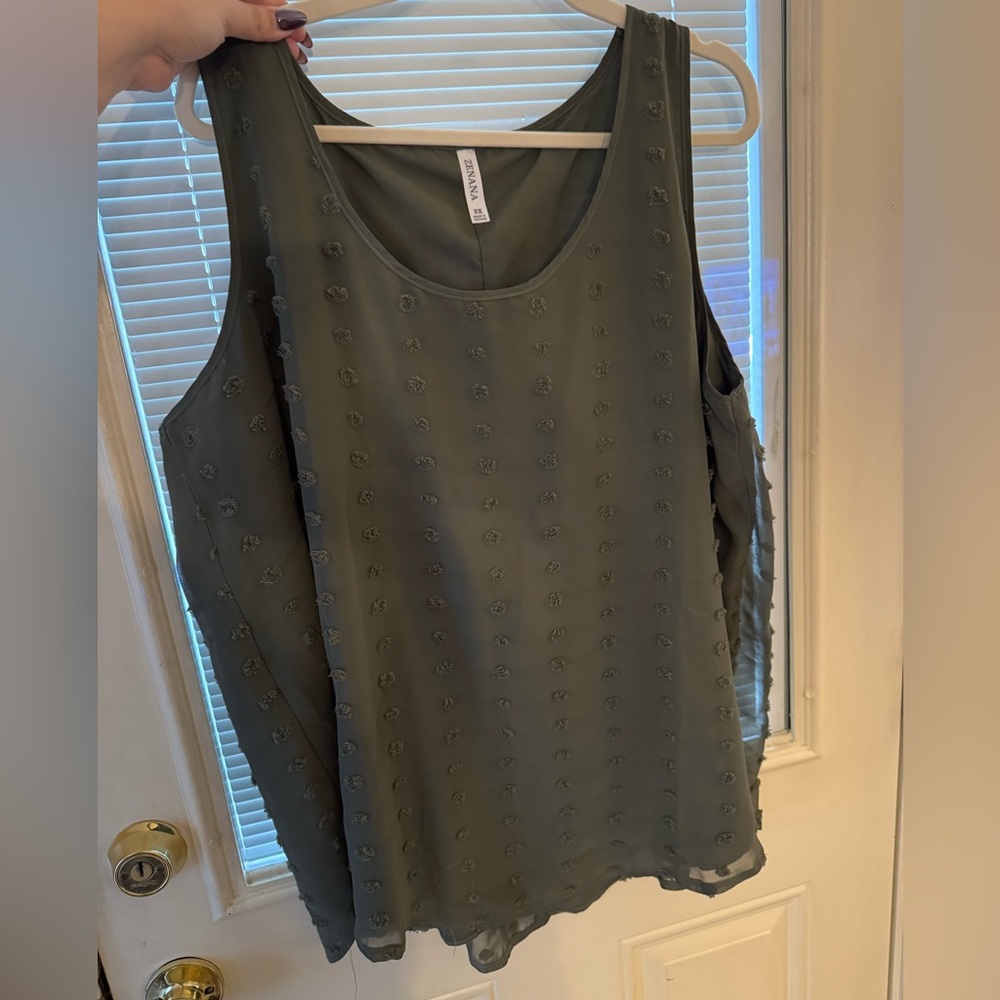 Stylish Olive Textured Tank Top